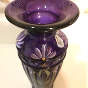 Fenton Purple hand Painted Glass Vase